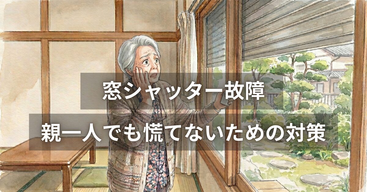 窓シャッター故障で困ってるおばあさん